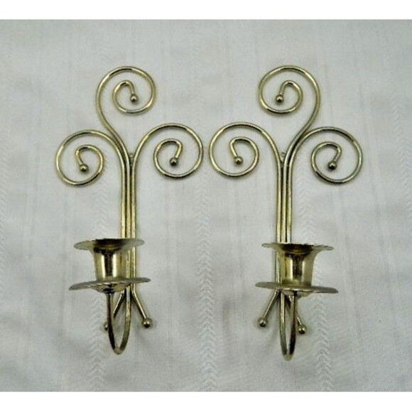 Vintage Brass Candle Wall Sconces 11' Tall, Set of 2 HOMCO Home Interiors - Picture 1 of 8